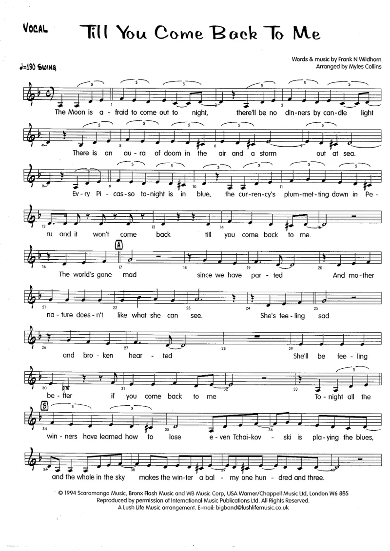 Till You Come Back To Me score preview