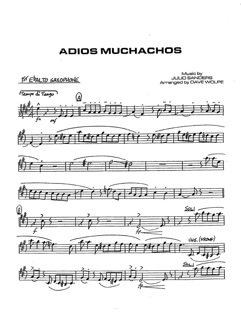 Adios Muchachos score preview