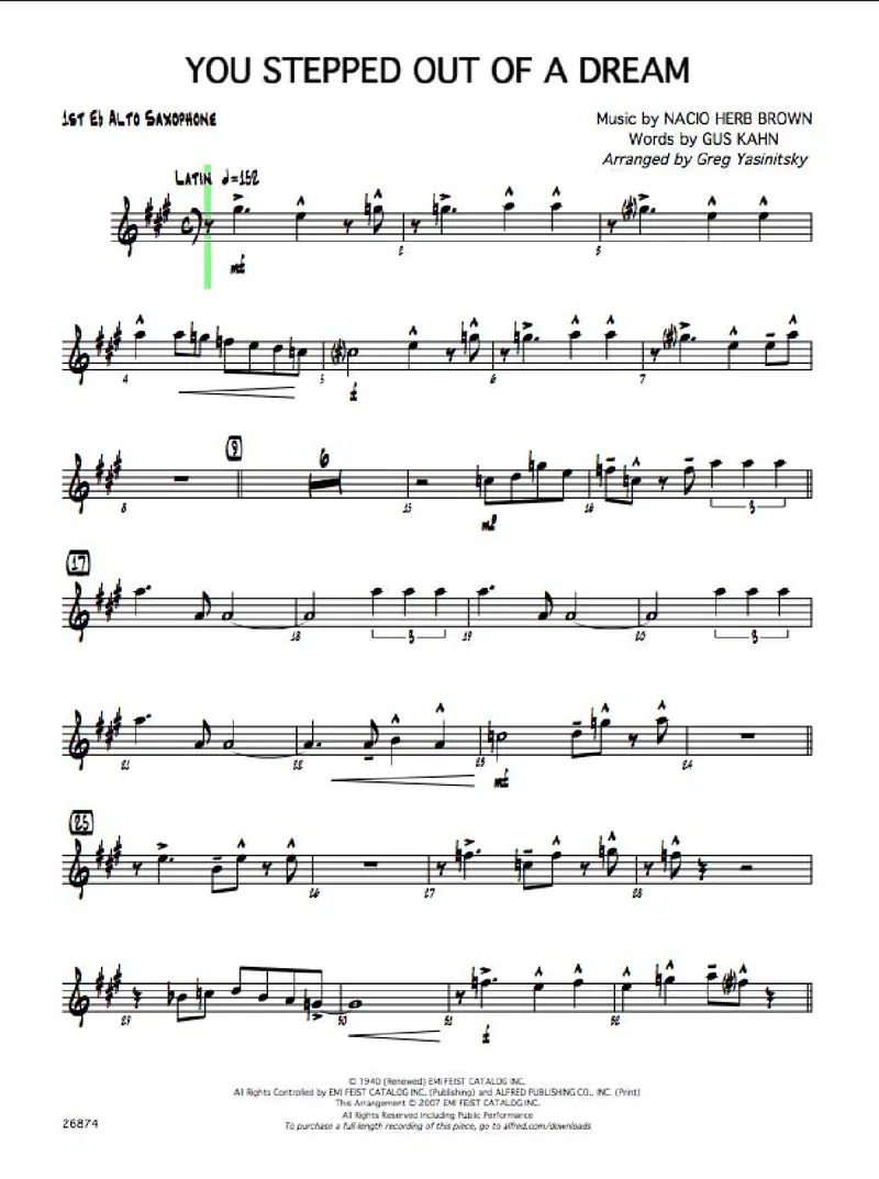 You Stepped Out Of A Dream score preview
