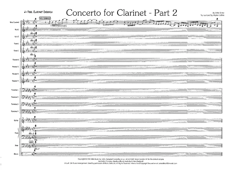 Concerto For Clarinet - Part score preview