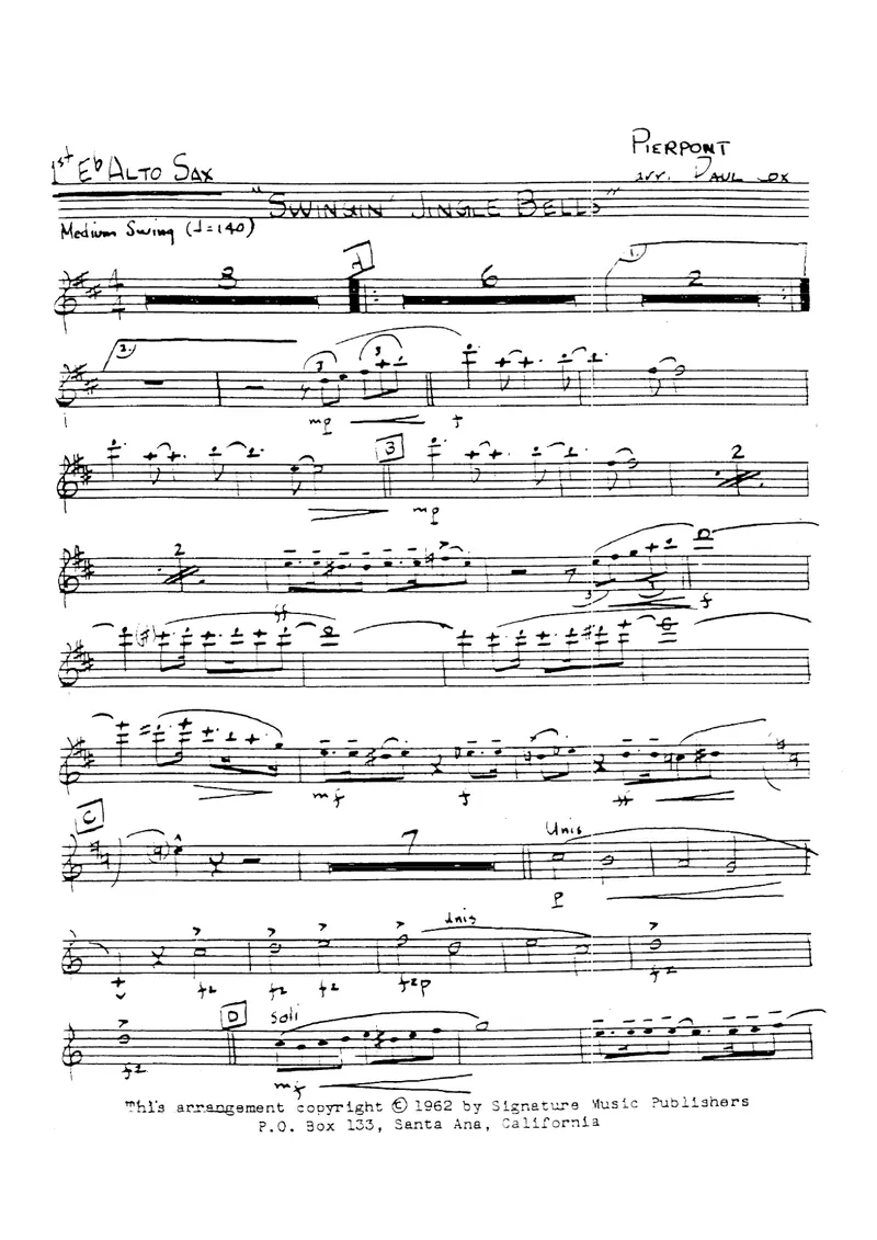 Swingin' Jingle Bells score preview