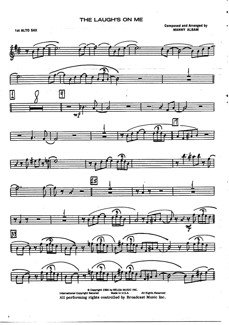 The Laugh's On Me score preview