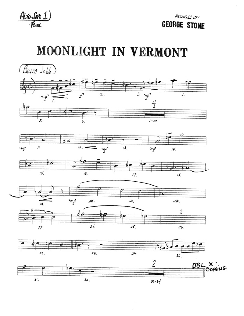 Moonlight In Vermont score preview