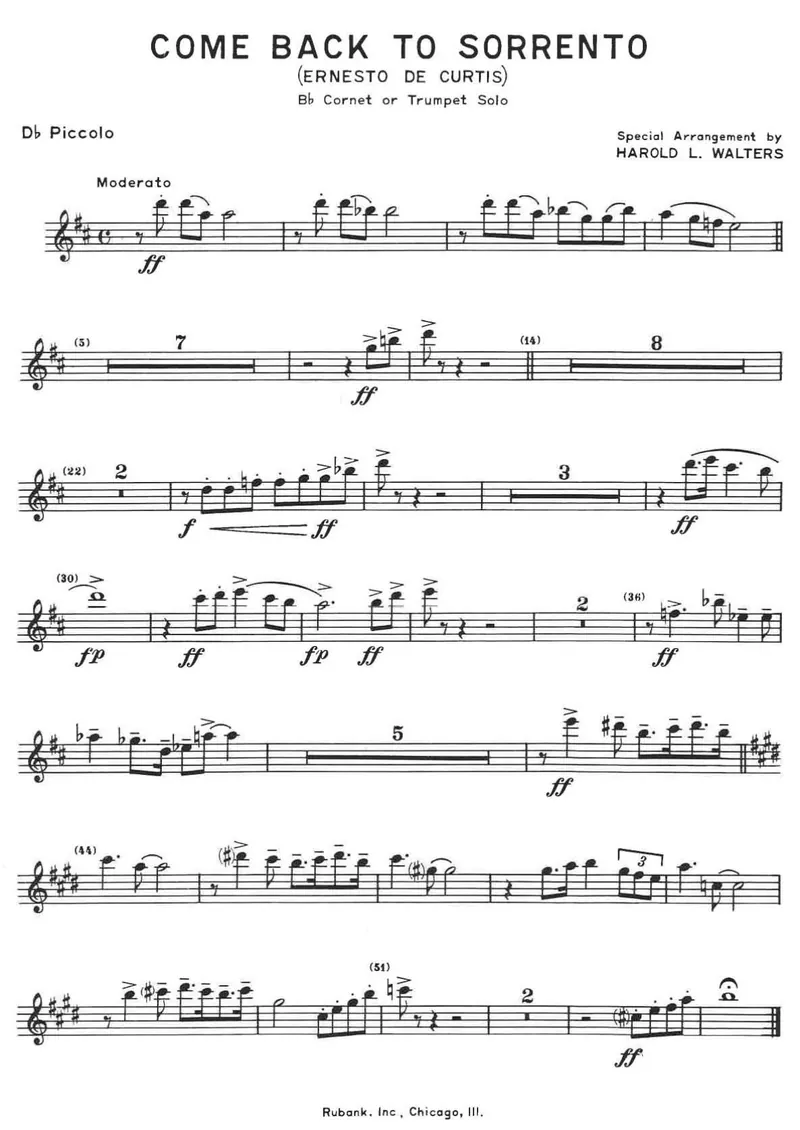 Come Back To Sorrento score preview