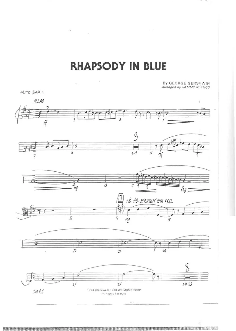 Rhapsody in Blue score preview