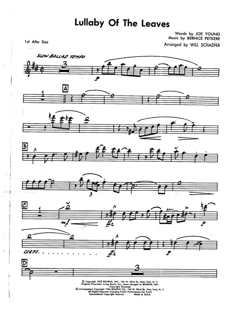 Lullaby Of The Leaves score preview