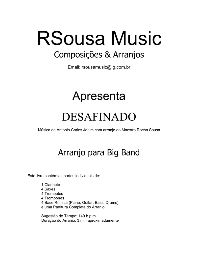 Desafinado score preview