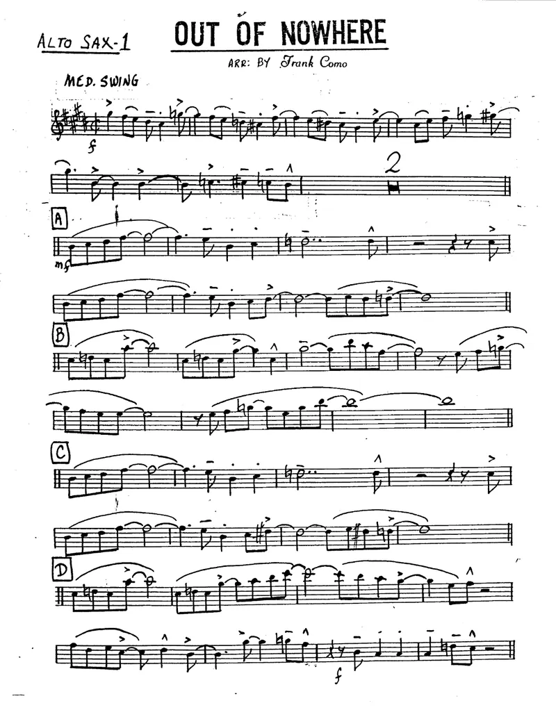 Out Of Nowhere score preview