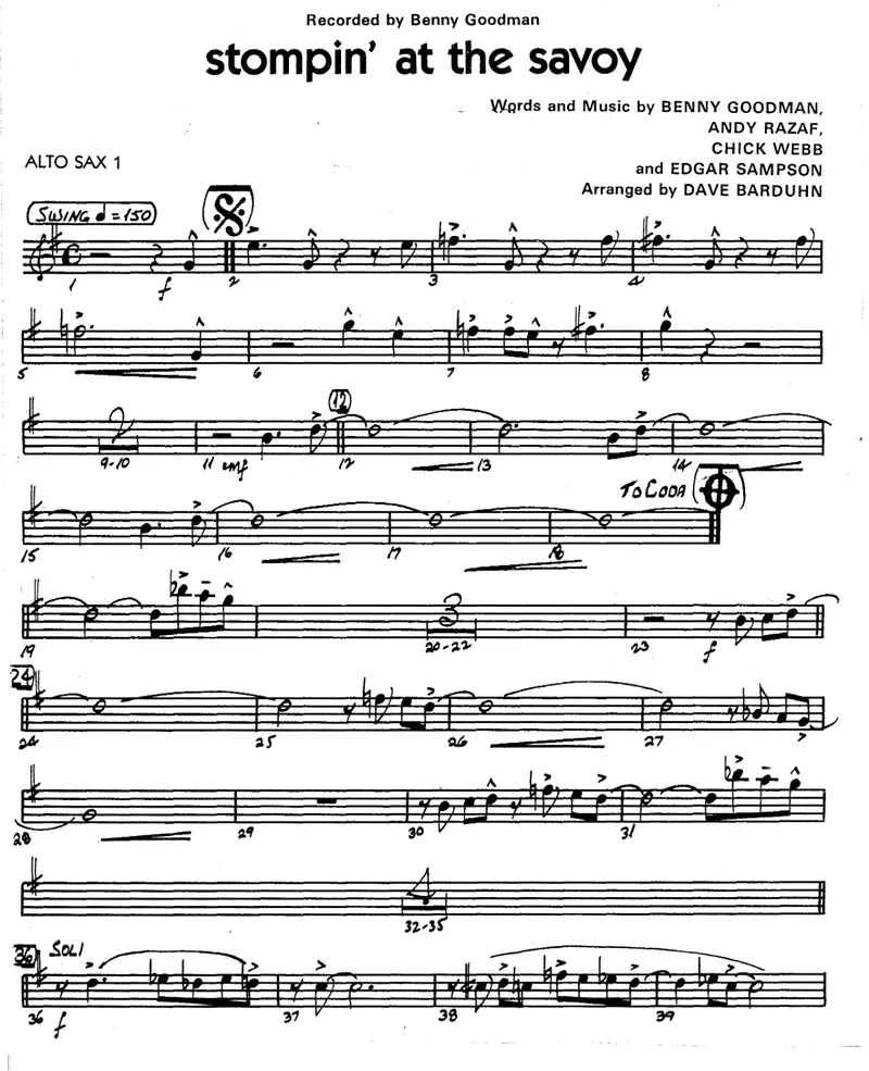 Stompin' At The Savoy score preview