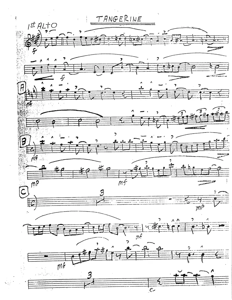 Tangerine score preview