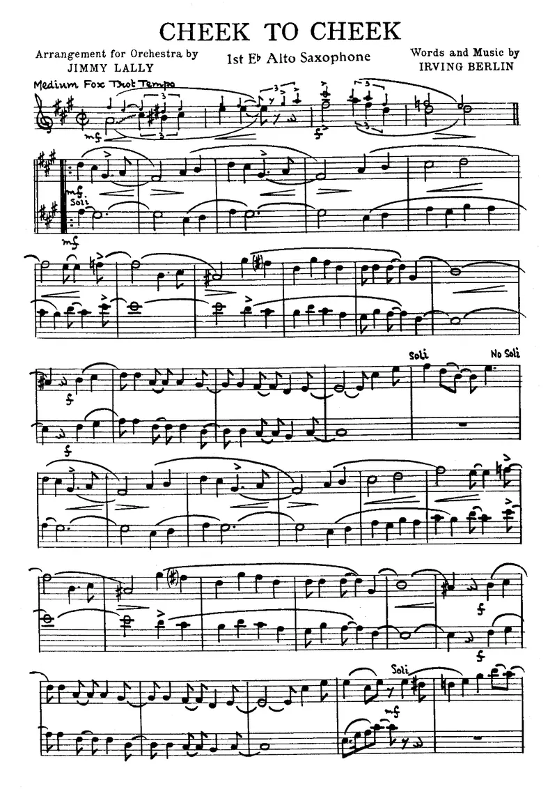 Cheek To Cheek score preview