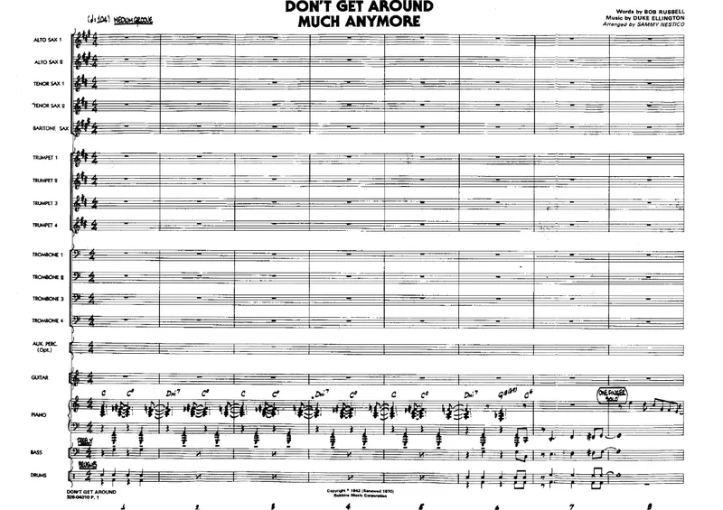 Don't Get Around Much Anymore score preview
