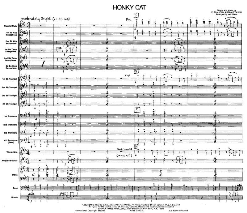 Honky Cat score preview