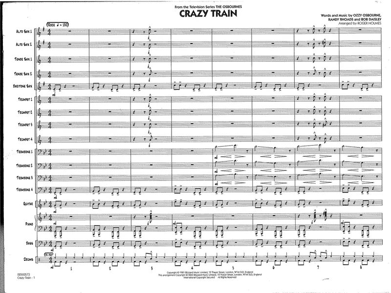 Crazy Train score preview
