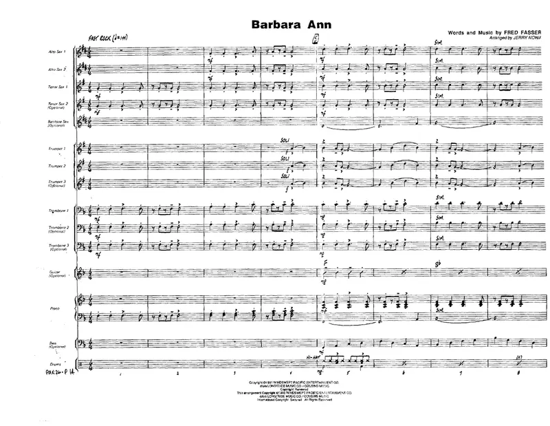 Barbara Ann score preview