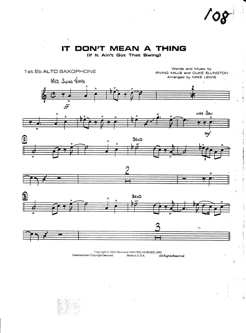 It Don't Mean a Thing score preview