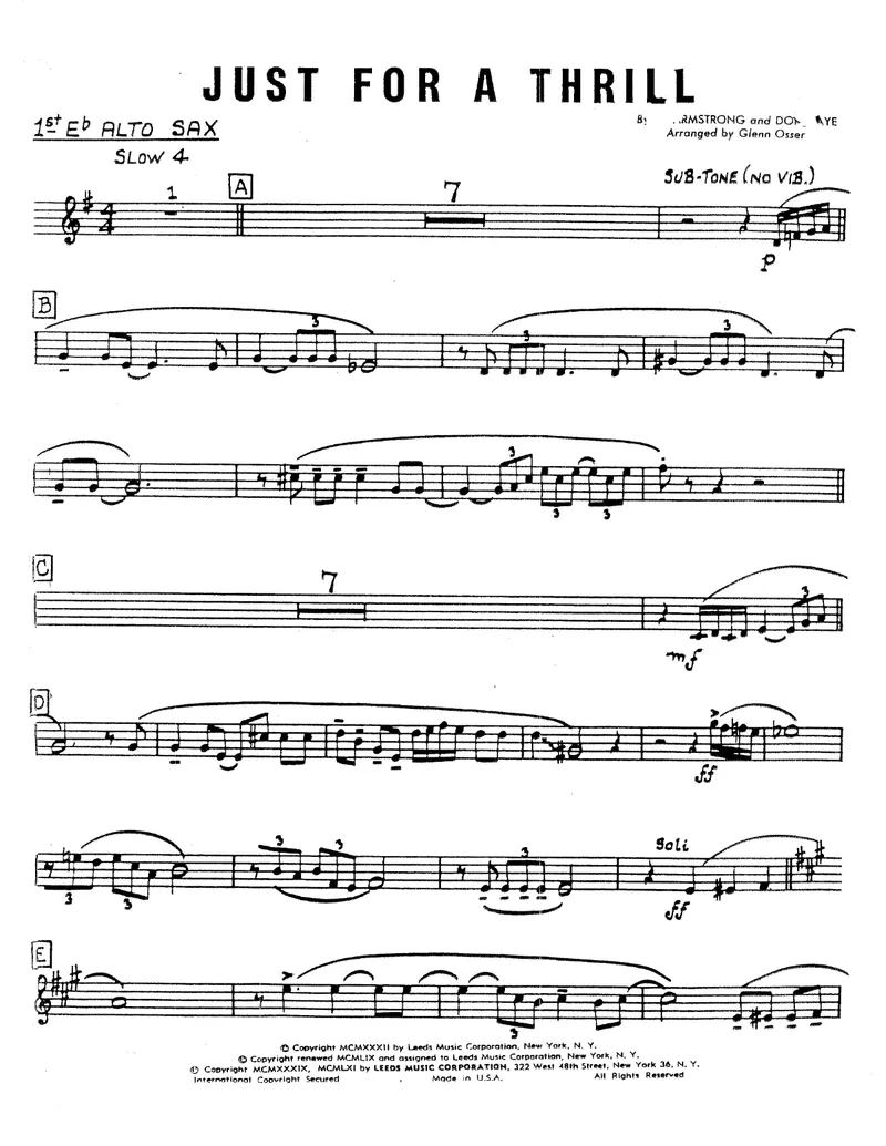 Just For A Thrill score preview