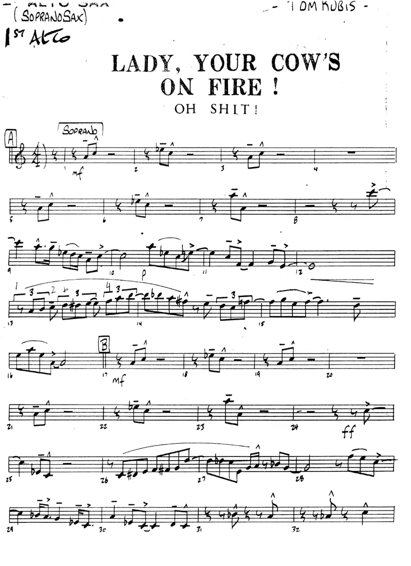Lady Your Cow's On Fire score preview