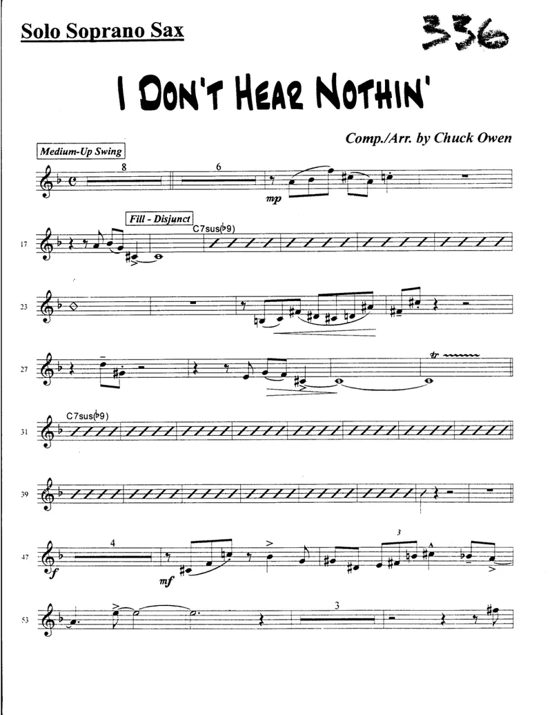 I Don't Hear Nothin' score preview
