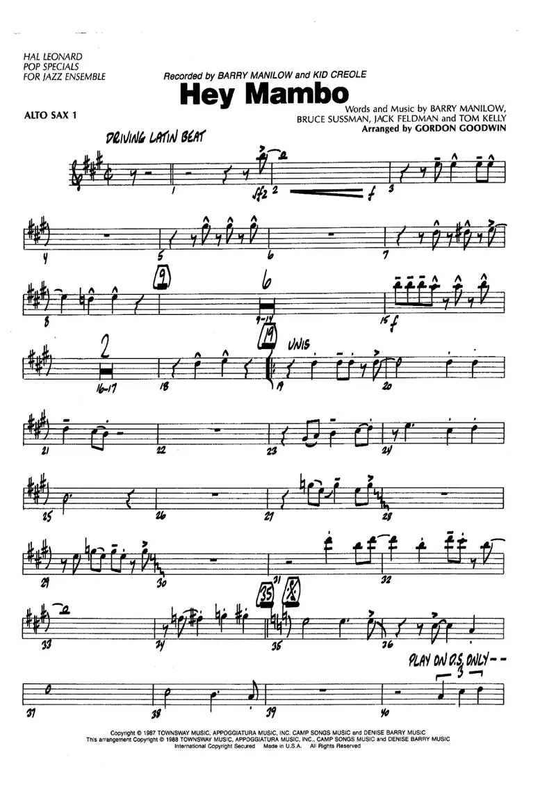 Hey Mambo score preview