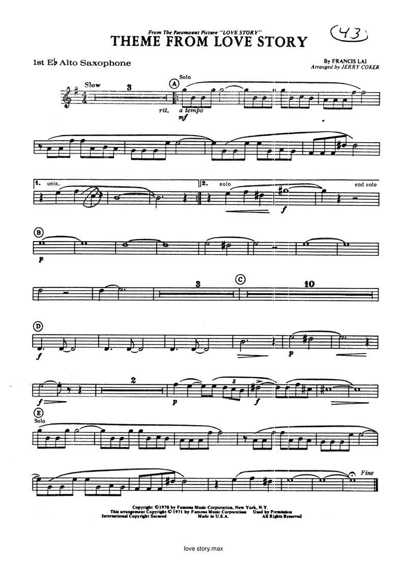 Love Story score preview