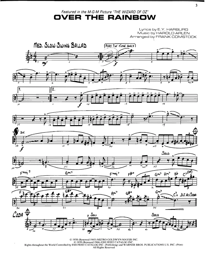 Over The Rainbow score preview