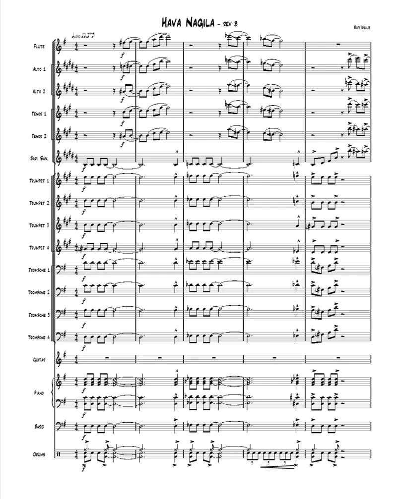 Hava Nagila score preview