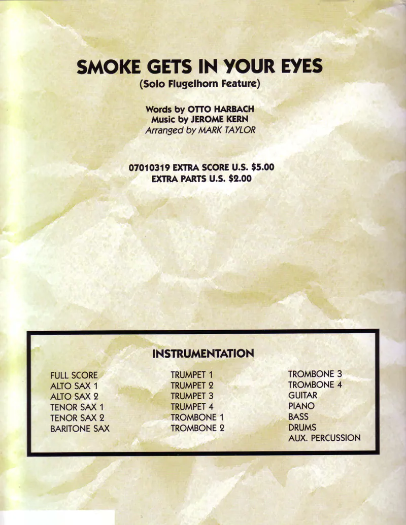 Smoke Gets In Your Eyes score preview