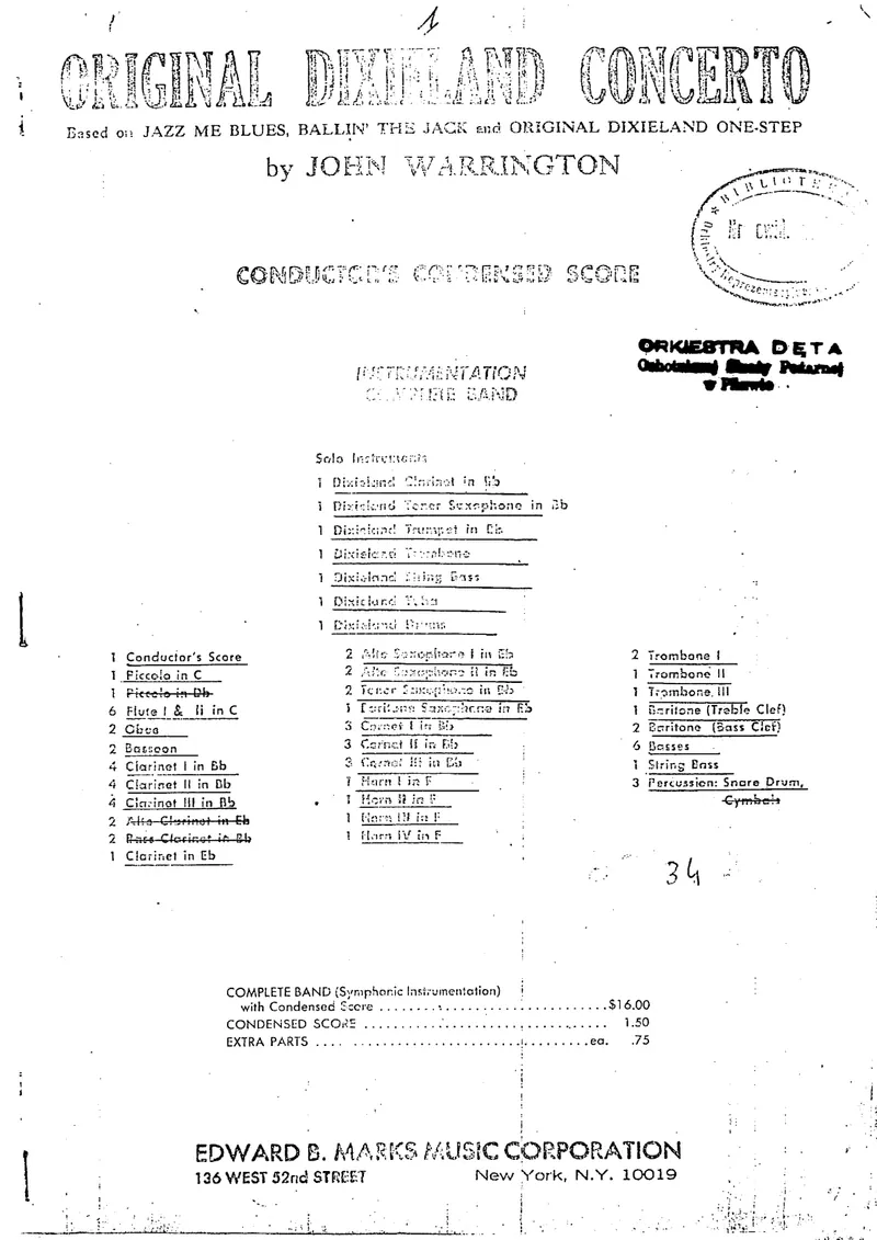 Original Dixieland Concerto score preview