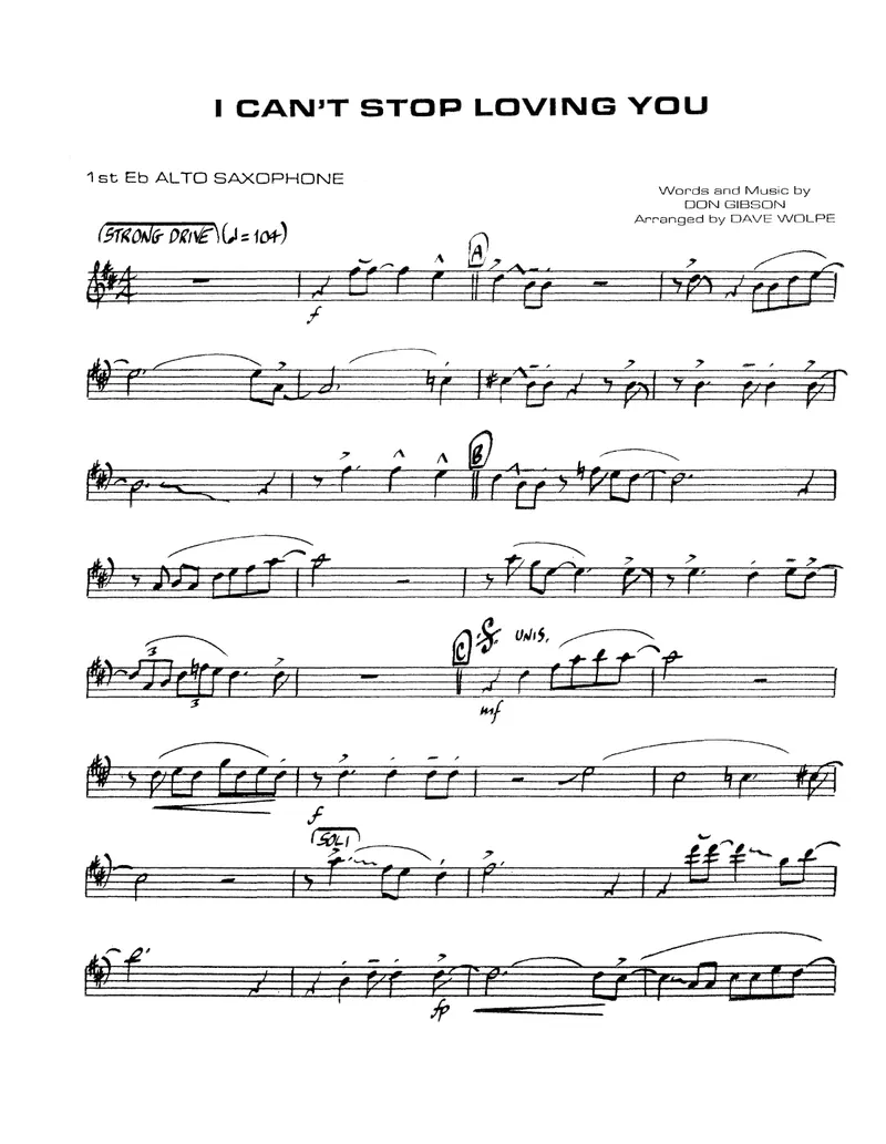 I Can't Stop Loving You score preview