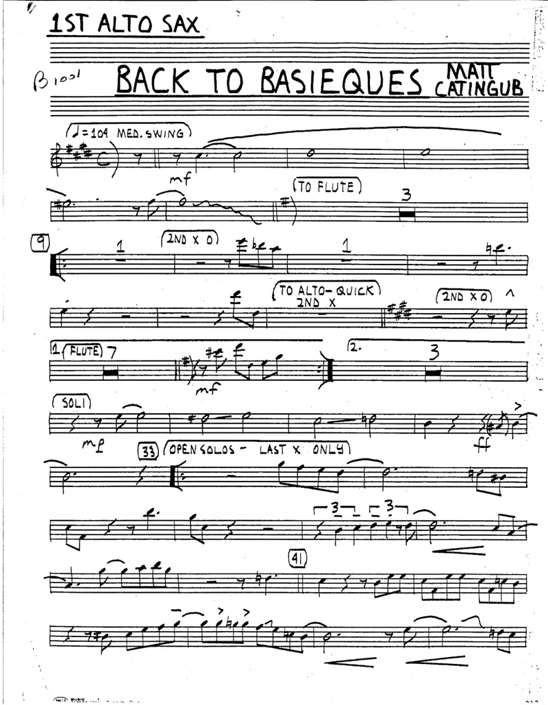 Back To Basieques score preview