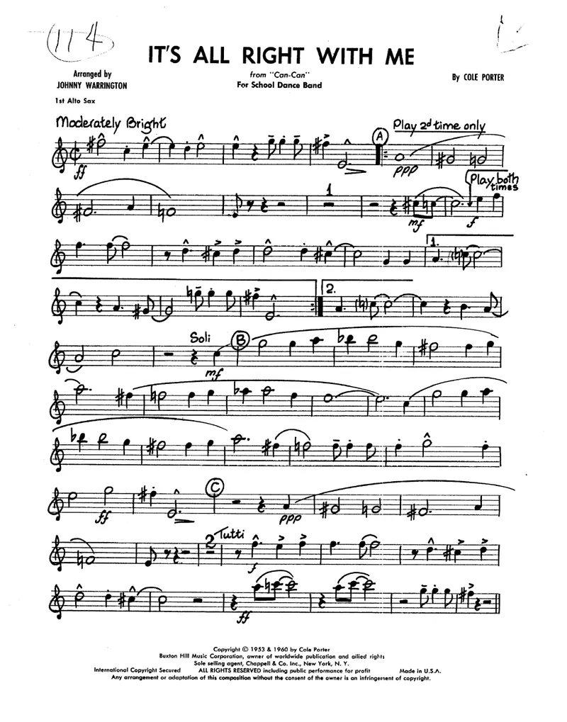 It's All Right With Me score preview