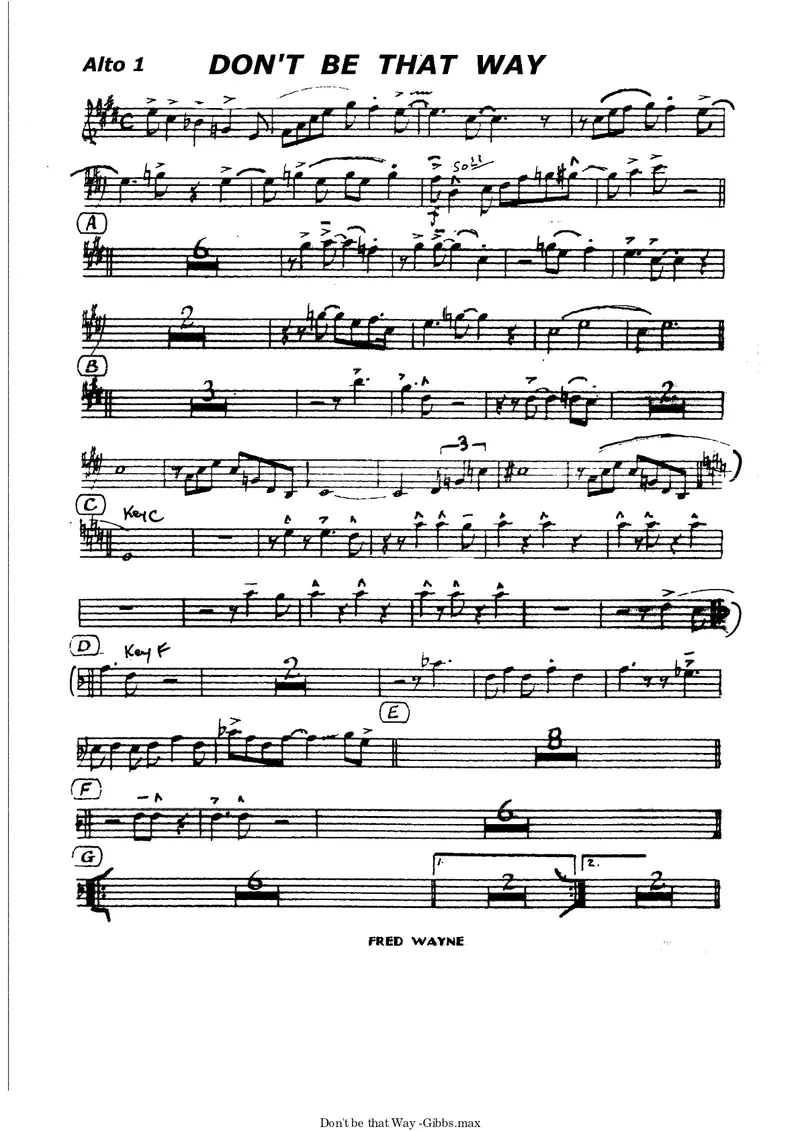 Dont Be That Way score preview