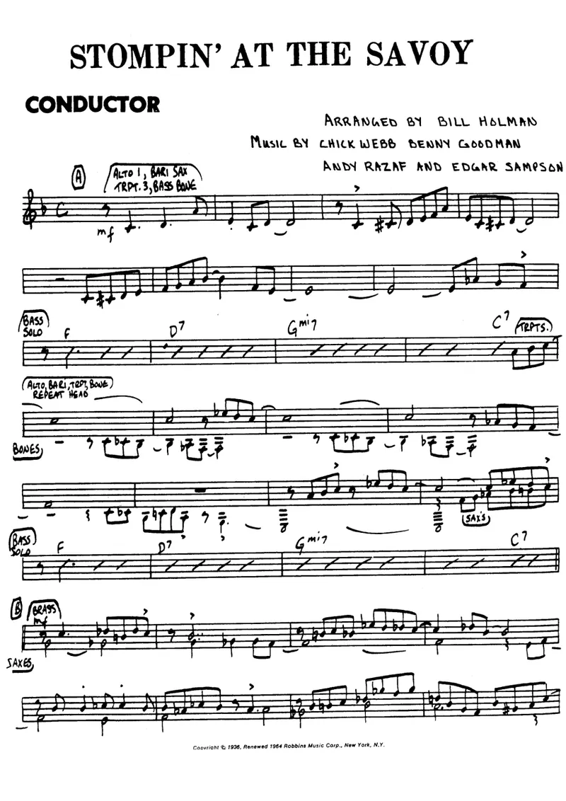 Stompin' At The Savoy score preview