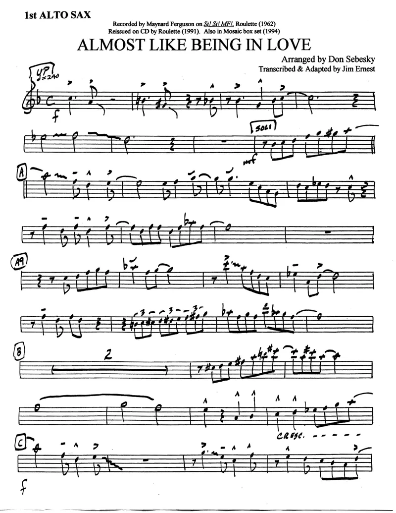 Almost Like Being In Love score preview