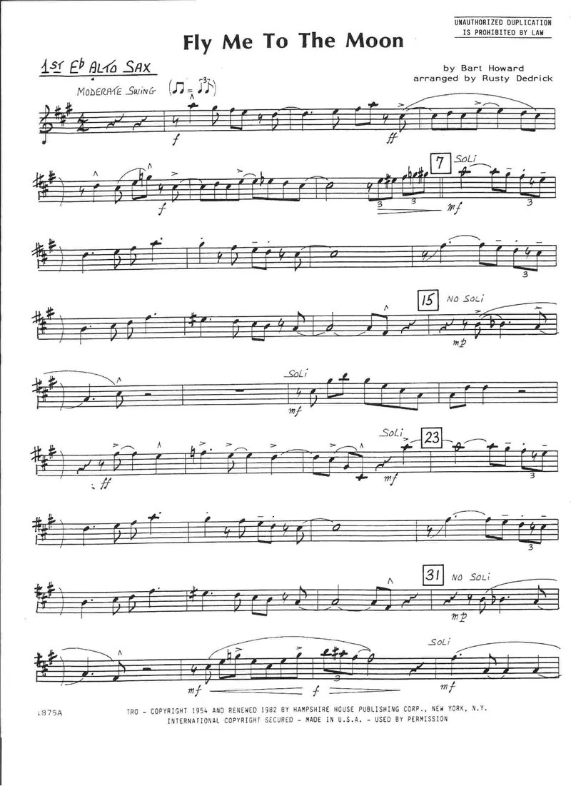 Fly Me To The Moon score preview