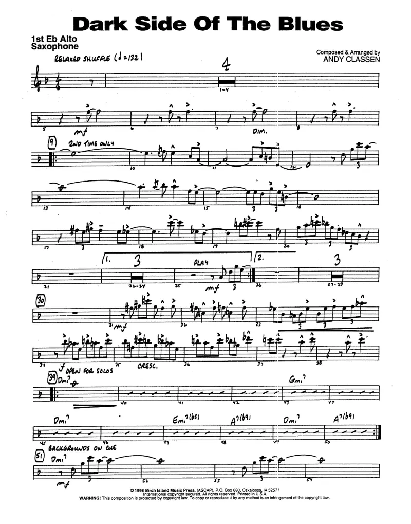 Dark Side Of The Blues score preview