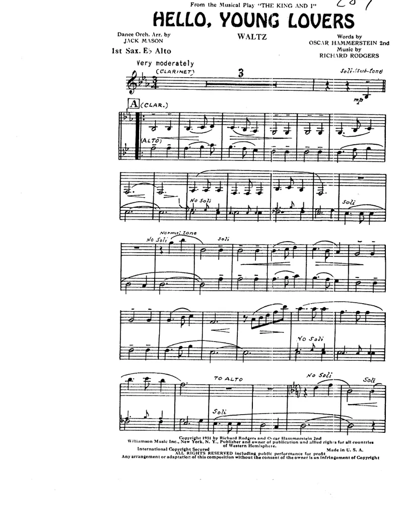 Hello Young Lovers score preview