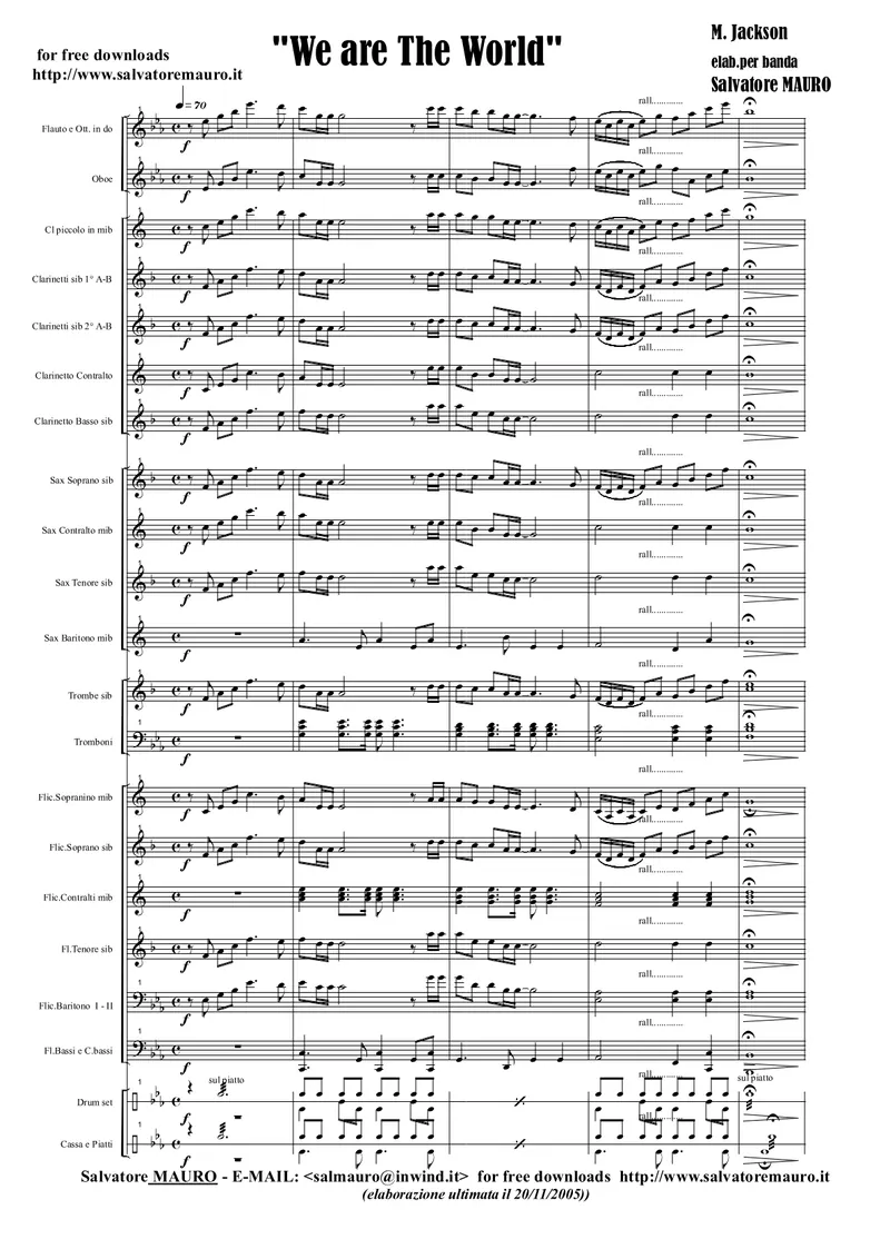 We Are The World score preview