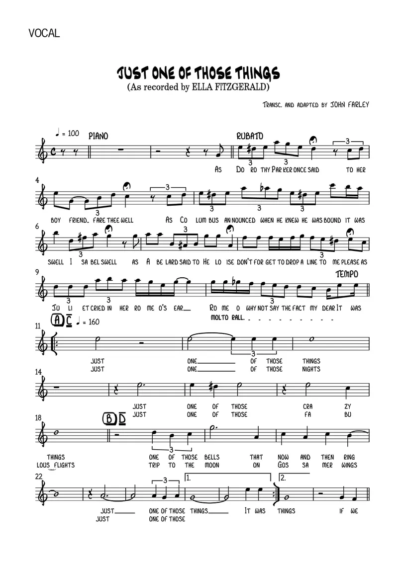 Just One Of Those Things (Ella Fitzgerald score preview