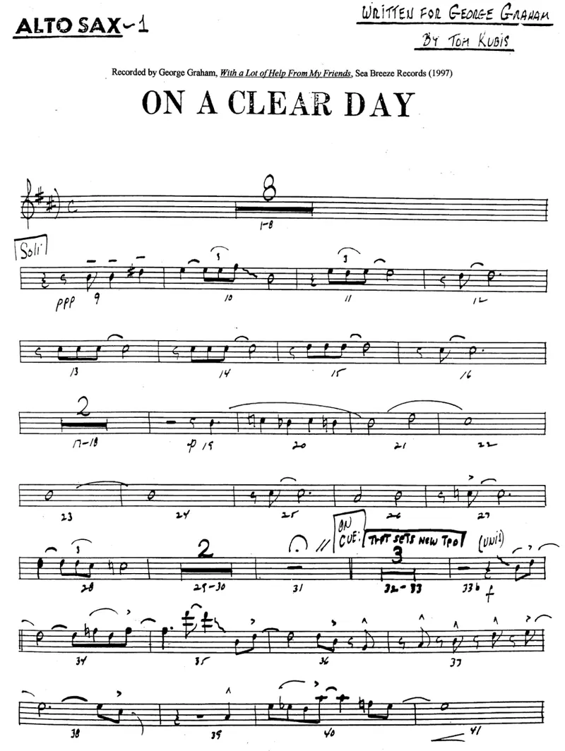 On A Clear Day score preview