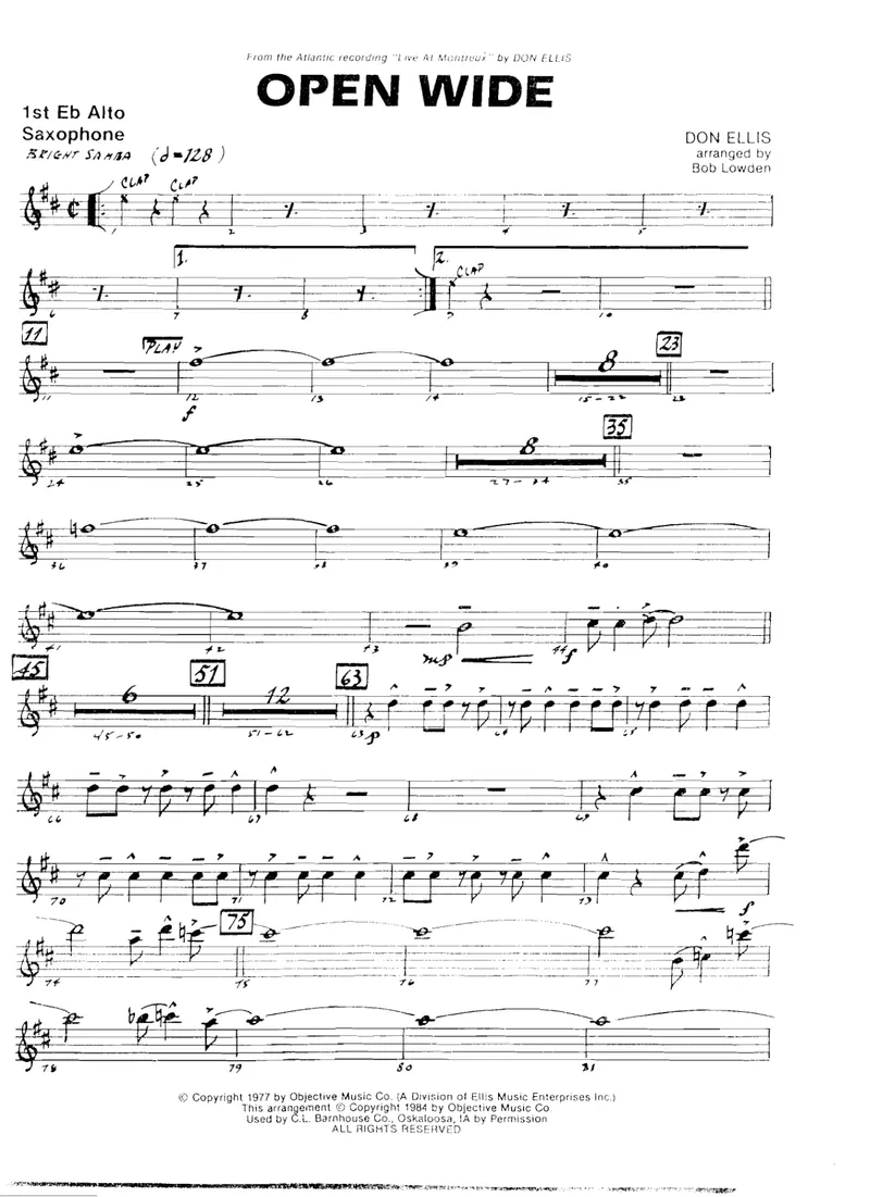 Open Wide score preview
