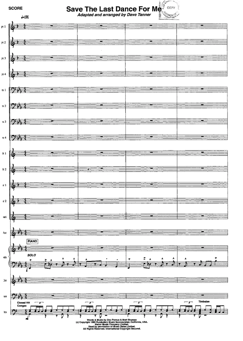 Save The Last Dance For Me score preview