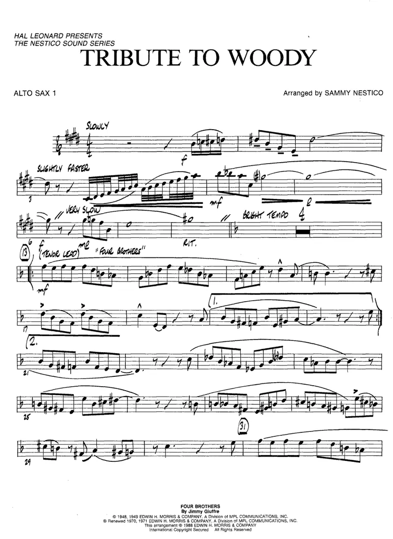 Tribute To Woody score preview