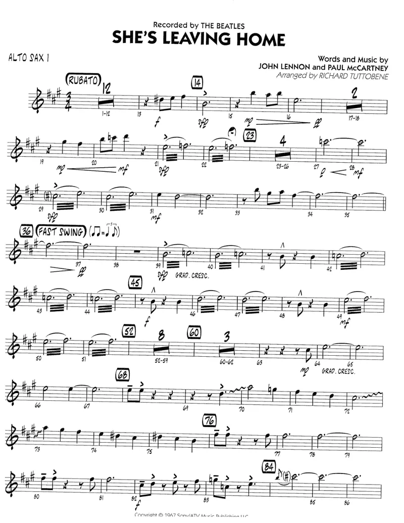 She's Leaving Home score preview