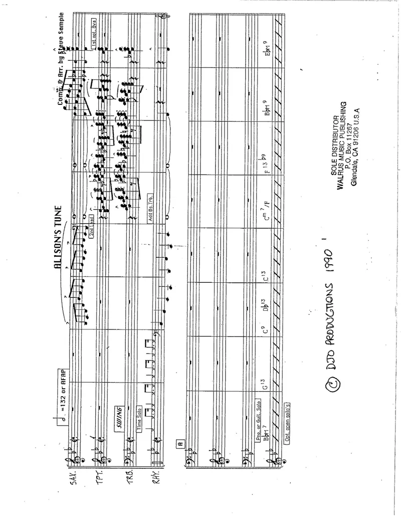 Alison's Tune score preview