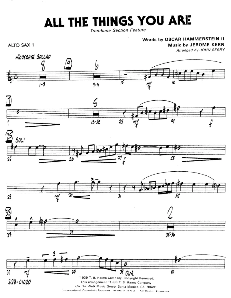 All The Things You Are score preview