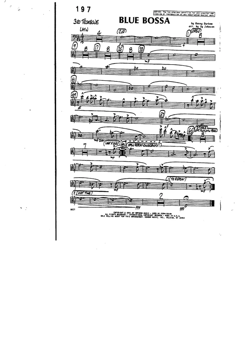 Blue Bossa score preview