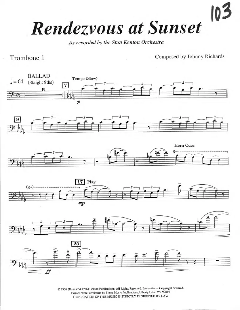 Rendezvous At Sunset score preview