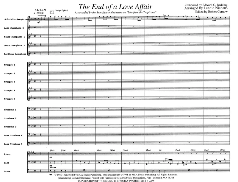 The End Of A Love Affair score preview